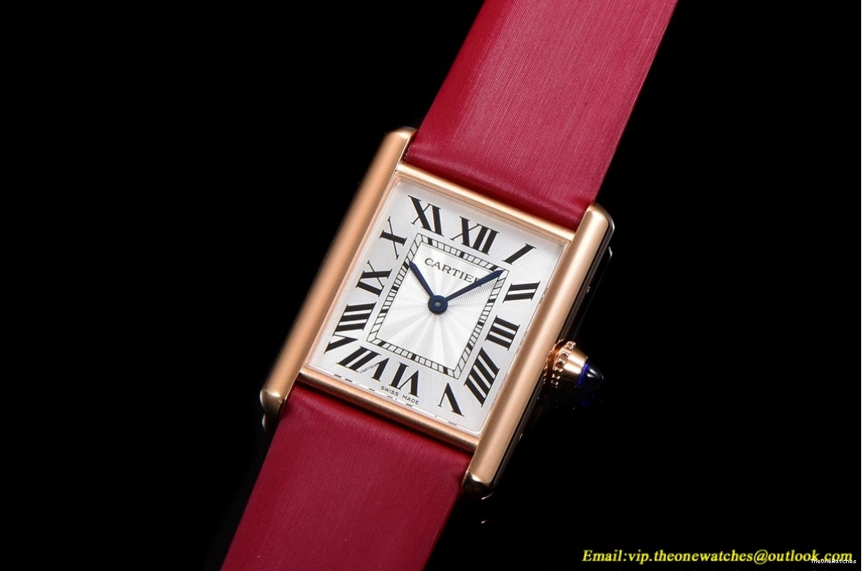 25.5mm F1F White RG Red Dial Quartz - SA Louis Cartier Tank 0106